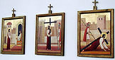 Mirosław Grzelak, <em>Stations of the Cross</em>, 2002, olej, acrylic, gilding, board, 70 x 50 cm, (number I, II,III,)