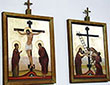 Mirosław Grzelak, <em>Stations of the Cross</em>, 2002, oil, acrylic, gilding, board. 70 x 50 cm,( number XII, XIII,)