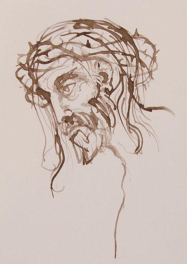 Mirosław Grzelak, Christ, 2002, ink, paper, 28 x 20 cm