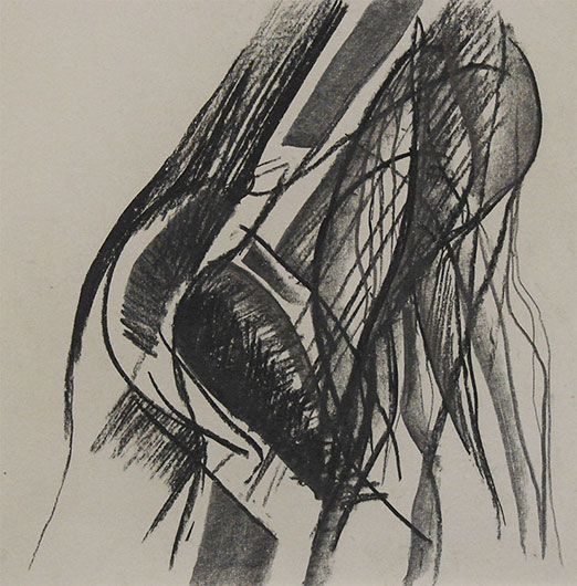 Mirosław Grzelak, a cycle E, drawing 18, 1992, crayon, paper, 25 x 25 cm