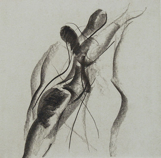 Mirosław Grzelak, a cycle E, drawing 4, 1992, crayon, paper, 25 x 25 cm